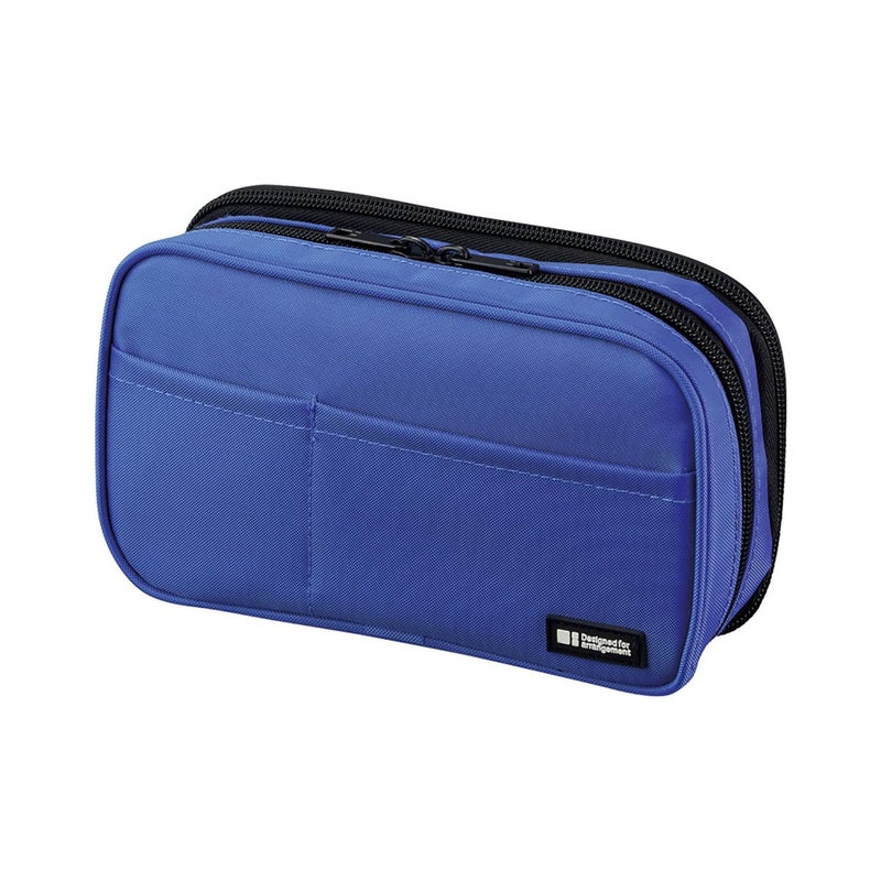 LIHIT LAB Large Capacity Double Zipper Pencil Case For School Office College, Big Capacity 6 Compartments Pencil Bag Holder Adults Teen Boys Girls, Travel Cosmetics Storage, Blue (A7555-108) - Image 1